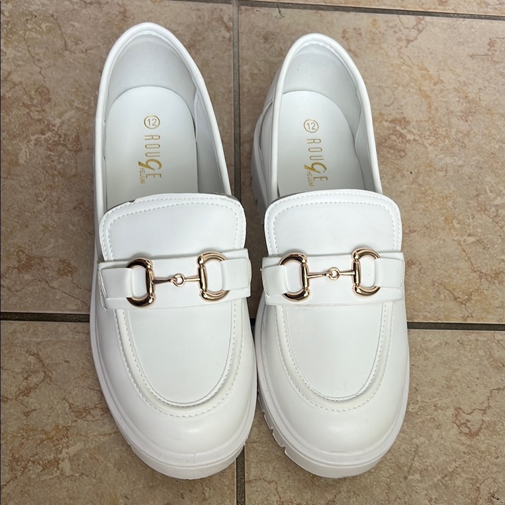 Rouge Helium White Platforms with Gold Accents